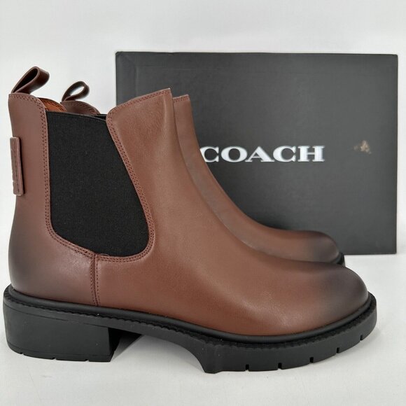 Coach Women's Lyden Leather Chelsea Boot Ankle Bootie - Walnut G5488 - Size 9.5B - Picture 1 of 6